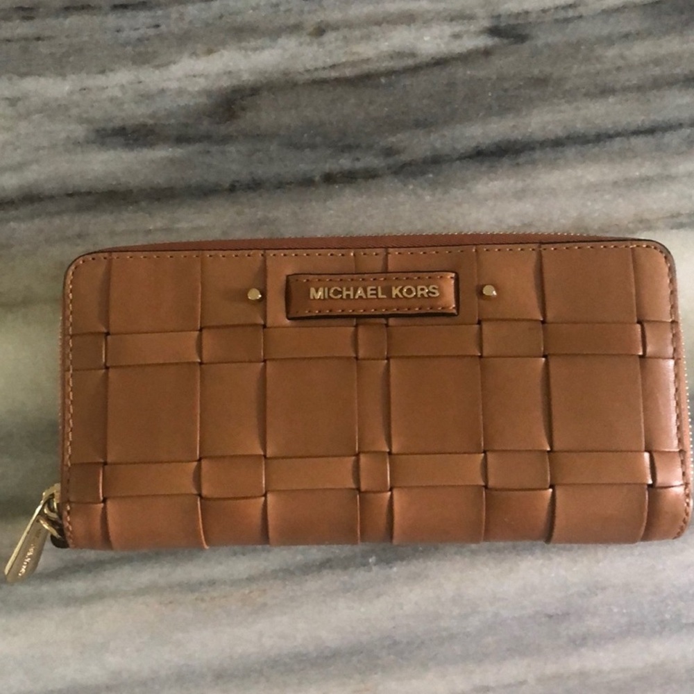 Michael Kors Tan Woven Clutch